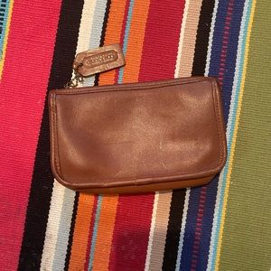 Brown leather COACH pouch